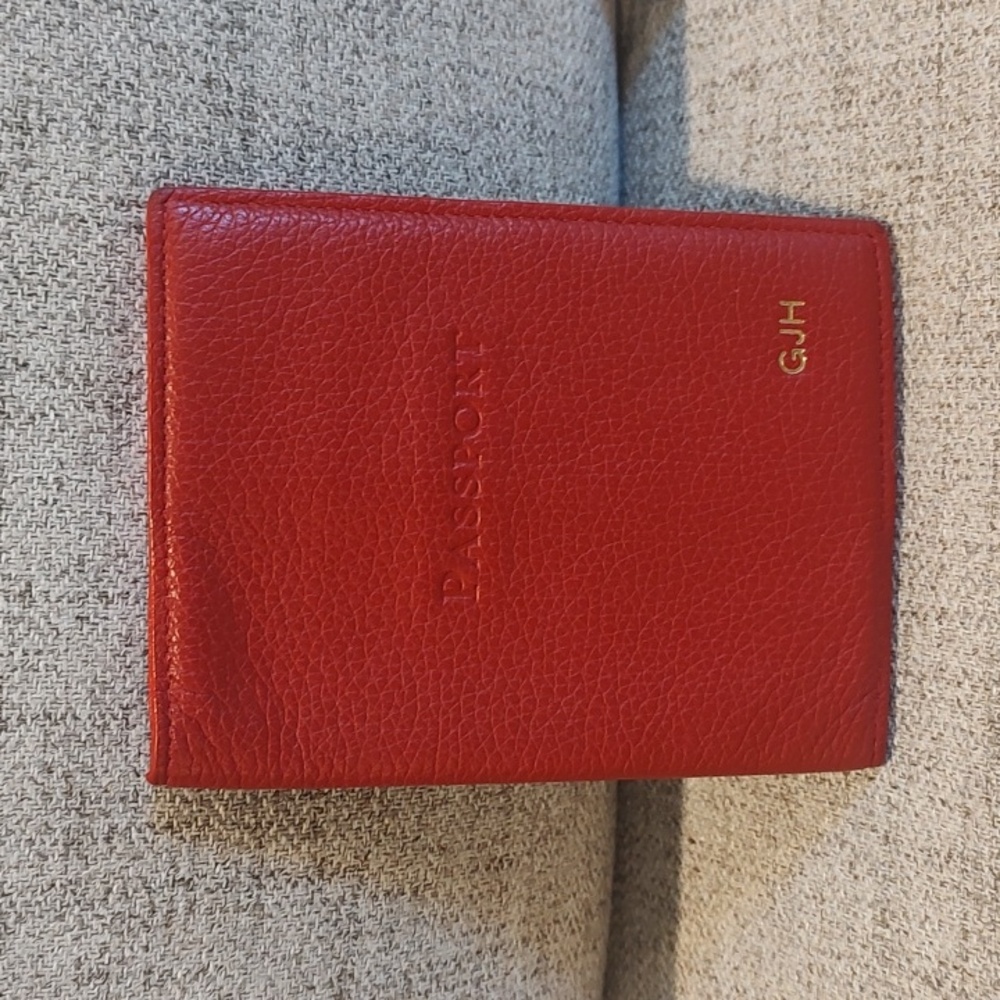 Mark & Graham Leather Passport Case-Red-Initials GJH*